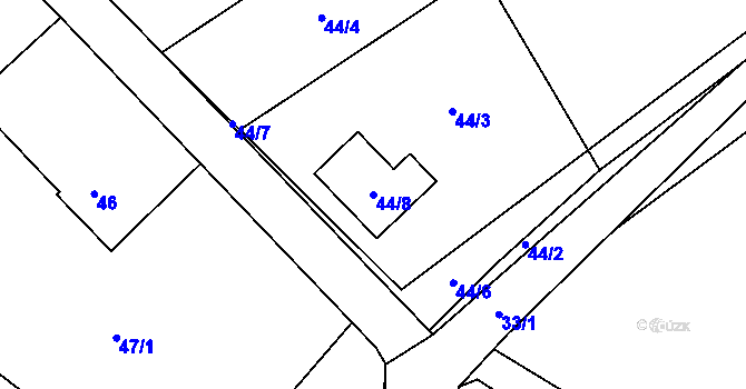 Parcela st. 44/8 v KÚ Butovice, Katastrální mapa