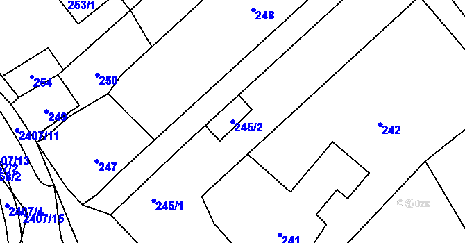 Parcela st. 245/2 v KÚ Butovice, Katastrální mapa