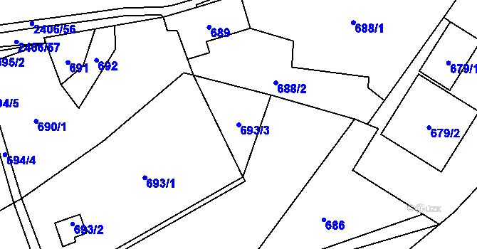 Parcela st. 693/3 v KÚ Butovice, Katastrální mapa