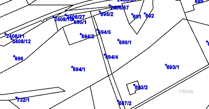 Parcela st. 694/4 v KÚ Butovice, Katastrální mapa