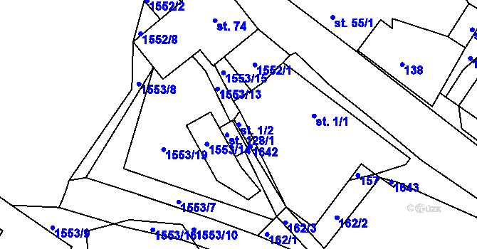 Parcela st. 1/2 v KÚ Studený, Katastrální mapa