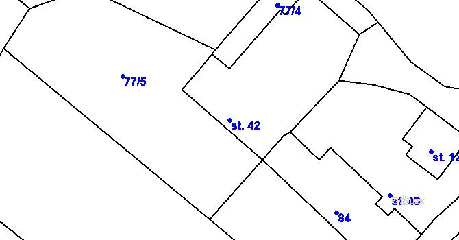 Parcela st. 42 v KÚ Studený, Katastrální mapa