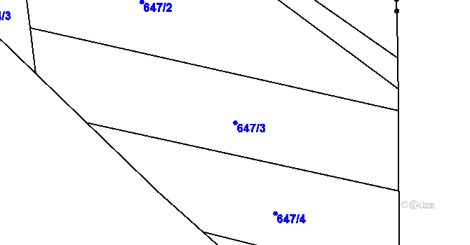 Parcela st. 647/3 v KÚ Studený, Katastrální mapa
