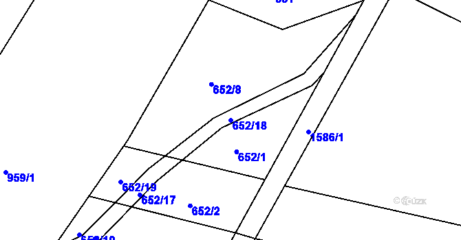 Parcela st. 652/18 v KÚ Studený, Katastrální mapa