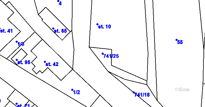 Parcela st. 741/25 v KÚ Studnice u Lodhéřova, Katastrální mapa