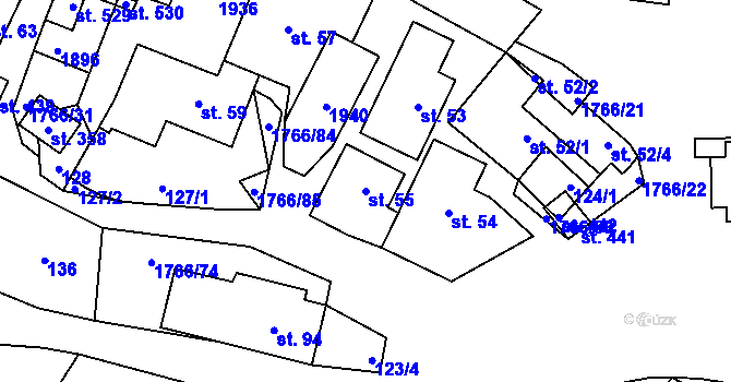 Parcela st. 55 v KÚ Studnice u Hlinska, Katastrální mapa