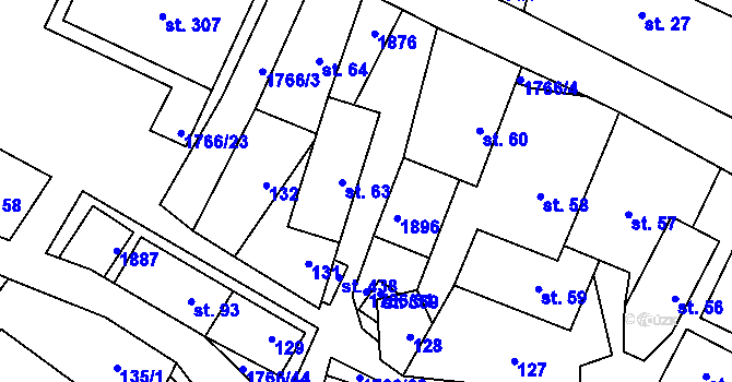 Parcela st. 62 v KÚ Studnice u Hlinska, Katastrální mapa