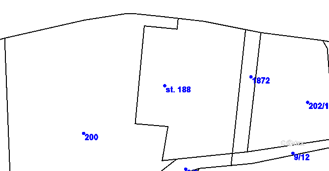 Parcela st. 188 v KÚ Studnice u Hlinska, Katastrální mapa