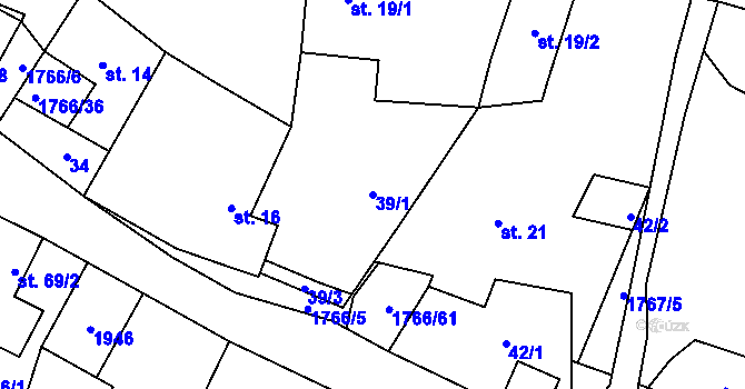 Parcela st. 39/1 v KÚ Studnice u Hlinska, Katastrální mapa