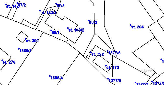 Parcela st. 86/2 v KÚ Studnice u Hlinska, Katastrální mapa