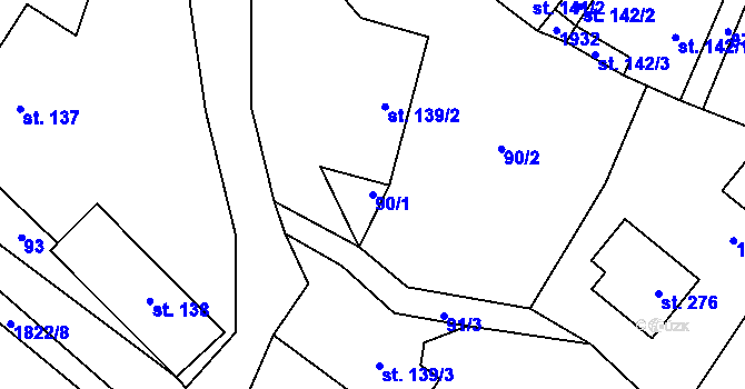 Parcela st. 90/1 v KÚ Studnice u Hlinska, Katastrální mapa