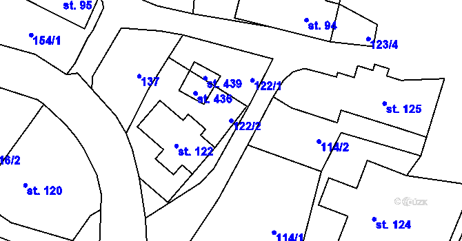 Parcela st. 122/2 v KÚ Studnice u Hlinska, Katastrální mapa