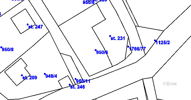 Parcela st. 950/6 v KÚ Studnice u Hlinska, Katastrální mapa