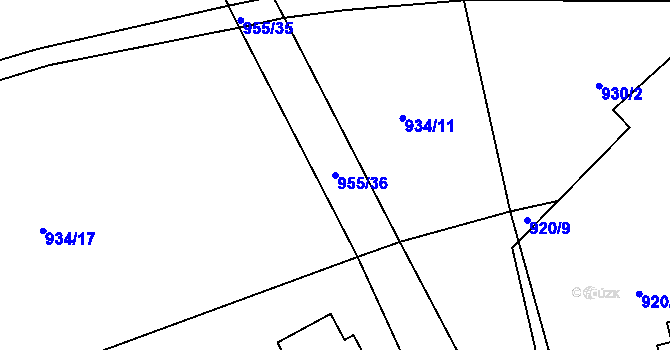 Parcela st. 955/36 v KÚ Studnice u Hlinska, Katastrální mapa