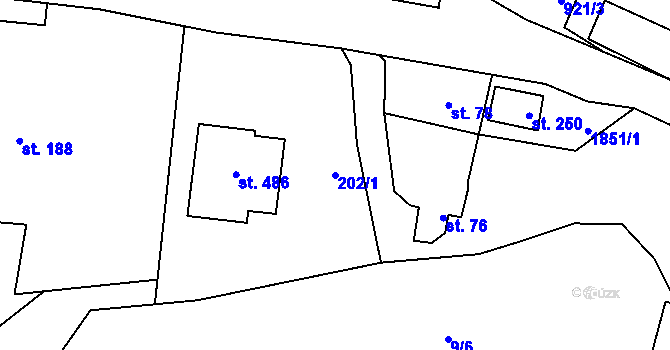 Parcela st. 202/1 v KÚ Studnice u Hlinska, Katastrální mapa