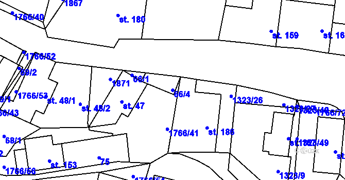Parcela st. 66/4 v KÚ Studnice u Hlinska, Katastrální mapa