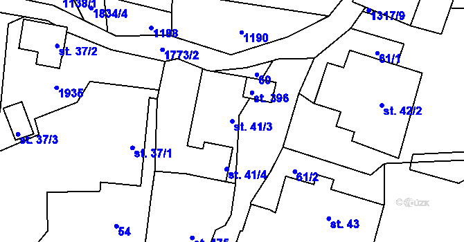 Parcela st. 41/3 v KÚ Studnice u Hlinska, Katastrální mapa