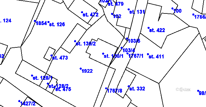 Parcela st. 130/1 v KÚ Studnice u Hlinska, Katastrální mapa