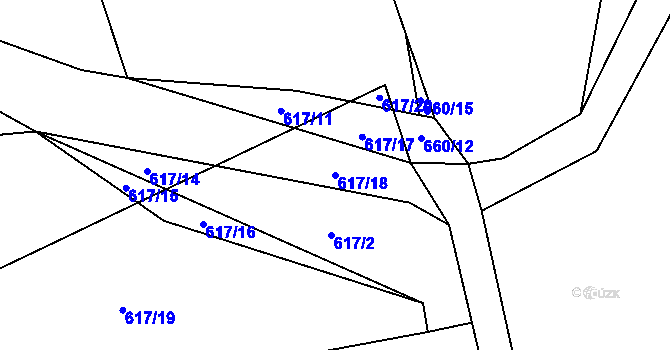 Parcela st. 617/18 v KÚ Řešetova Lhota, Katastrální mapa