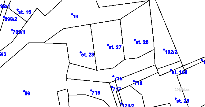 Parcela st. 27 v KÚ Řešetova Lhota, Katastrální mapa