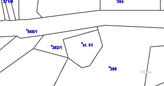Parcela st. 51 v KÚ Řešetova Lhota, Katastrální mapa