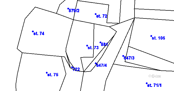 Parcela st. 73 v KÚ Řešetova Lhota, Katastrální mapa
