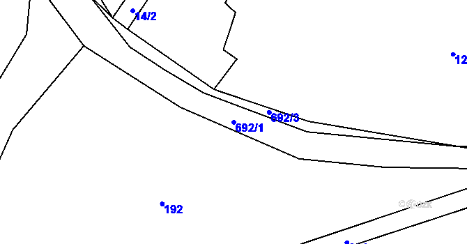 Parcela st. 692/1 v KÚ Řešetova Lhota, Katastrální mapa