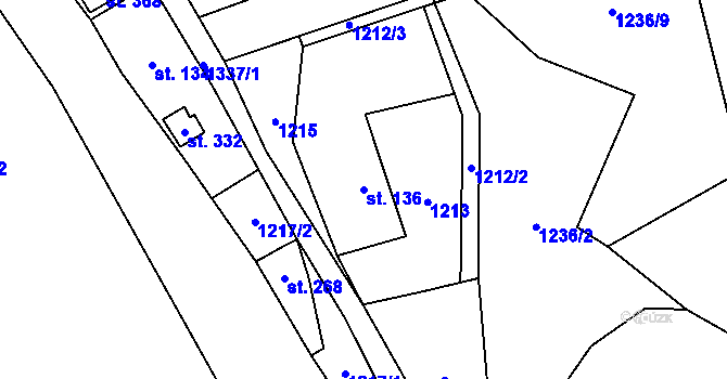 Parcela st. 136 v KÚ Studnice u Náchoda, Katastrální mapa