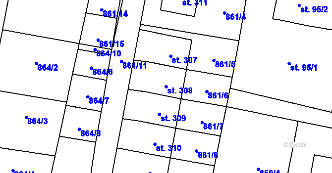 Parcela st. 308 v KÚ Studnice u Náchoda, Katastrální mapa