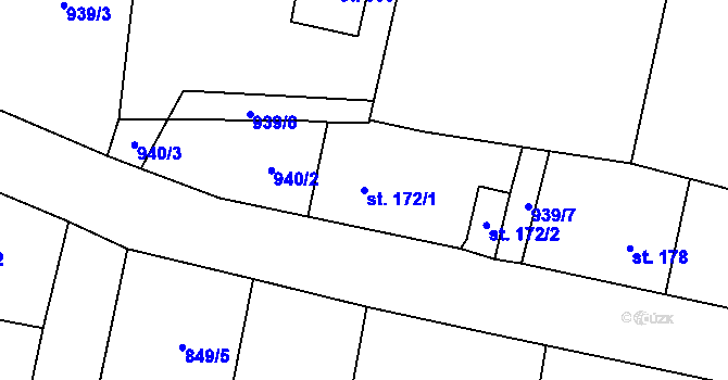 Parcela st. 172/1 v KÚ Studnice u Náchoda, Katastrální mapa