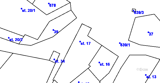 Parcela st. 17 v KÚ Studnice u Telče, Katastrální mapa