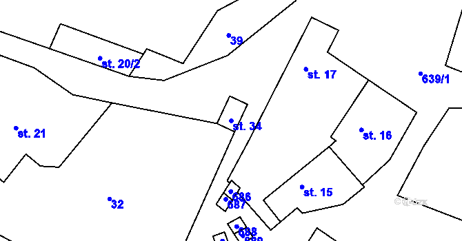 Parcela st. 34 v KÚ Studnice u Telče, Katastrální mapa