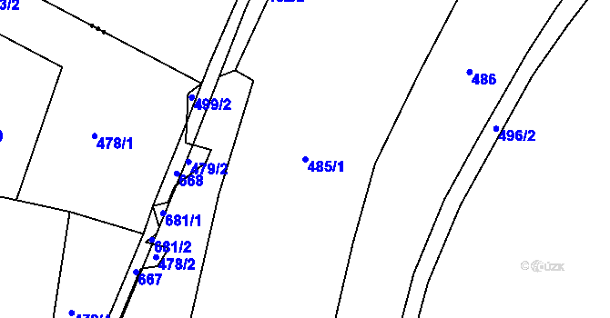 Parcela st. 485/1 v KÚ Studnice u Telče, Katastrální mapa