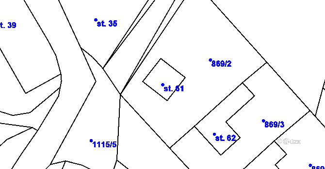 Parcela st. 61 v KÚ Studnice, Katastrální mapa