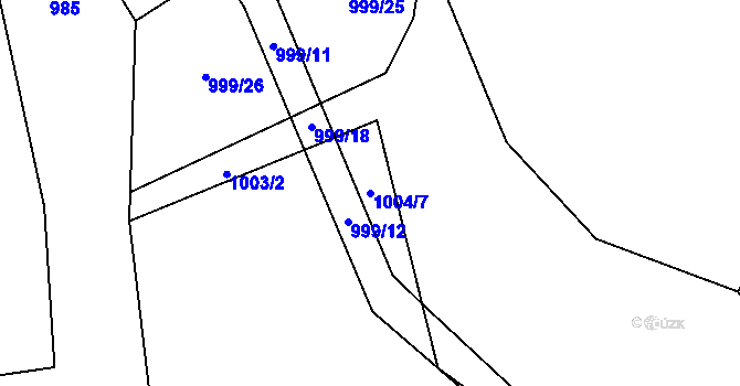 Parcela st. 1004/7 v KÚ Studnice, Katastrální mapa