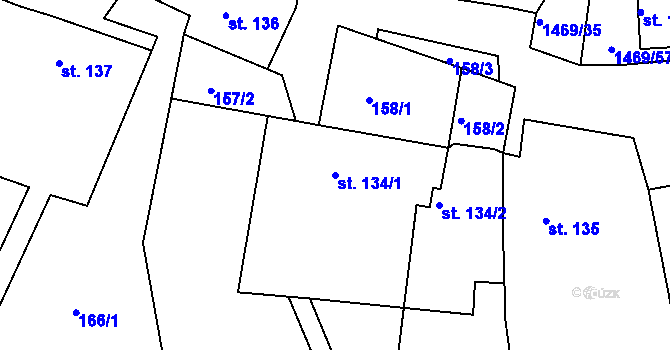 Parcela st. 134/1 v KÚ Studnice u Vyškova, Katastrální mapa