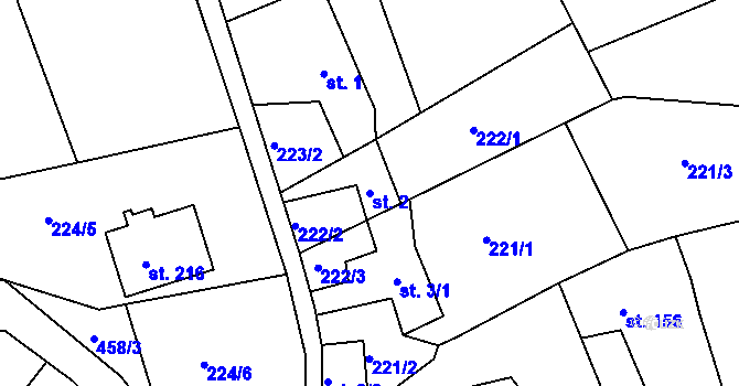Parcela st. 2 v KÚ Stupava, Katastrální mapa