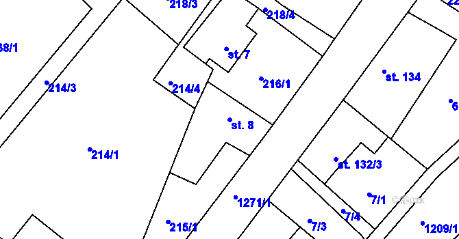 Parcela st. 8 v KÚ Stupava, Katastrální mapa