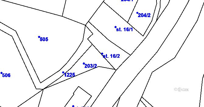 Parcela st. 16/2 v KÚ Stupava, Katastrální mapa