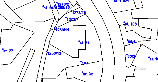 Parcela st. 31 v KÚ Stupava, Katastrální mapa