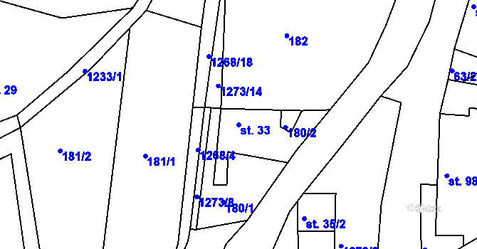 Parcela st. 33 v KÚ Stupava, Katastrální mapa