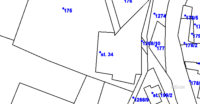 Parcela st. 34 v KÚ Stupava, Katastrální mapa