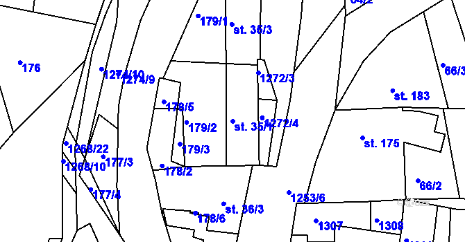 Parcela st. 35/1 v KÚ Stupava, Katastrální mapa