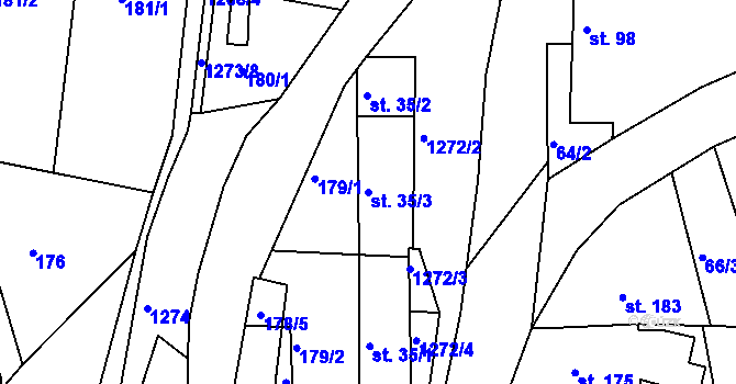 Parcela st. 35/3 v KÚ Stupava, Katastrální mapa