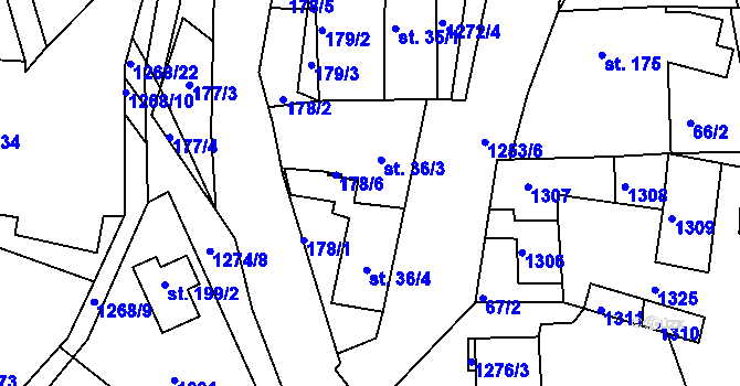 Parcela st. 36 v KÚ Stupava, Katastrální mapa