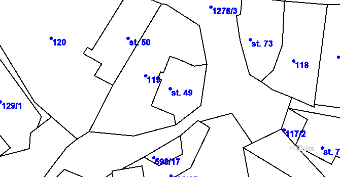 Parcela st. 49 v KÚ Stupava, Katastrální mapa