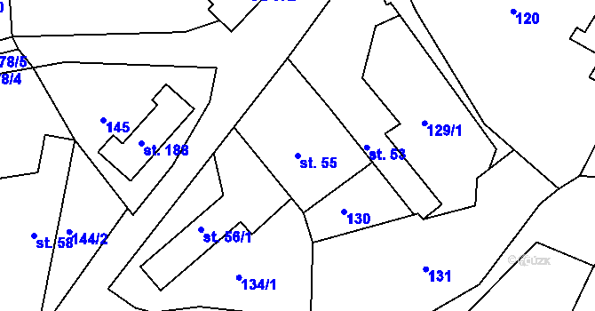 Parcela st. 55 v KÚ Stupava, Katastrální mapa