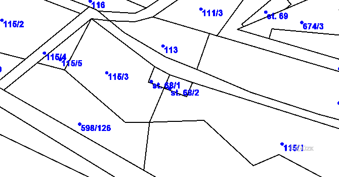 Parcela st. 68/2 v KÚ Stupava, Katastrální mapa