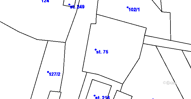 Parcela st. 75 v KÚ Stupava, Katastrální mapa