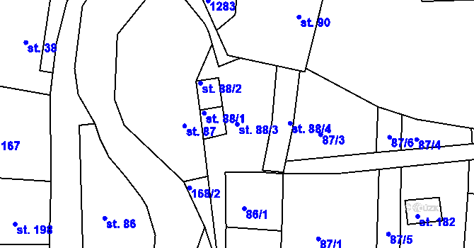 Parcela st. 88/3 v KÚ Stupava, Katastrální mapa